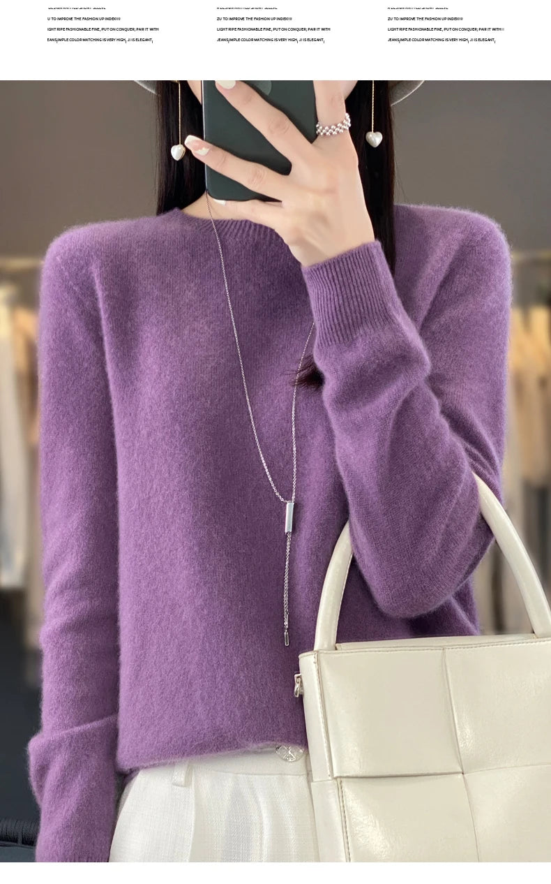 New cashmere sweater women's sweater in autumn and winter 100% merino wool fashion O-neck autumn warm pullover top