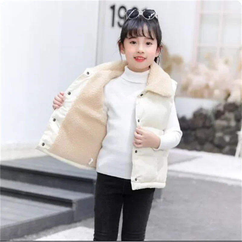 Autumn Winter New Boys Girls Sleeveless Hooded Vest Jacket Cartoon Print Coat Kids Warm Vest Outwear Clothes