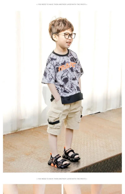 Boys Beach Sandals Kids Summer Shoes 2024 Summer New Children Sports Casual Sandals for Medium Big Boy Anti-skid Fashion 26-37