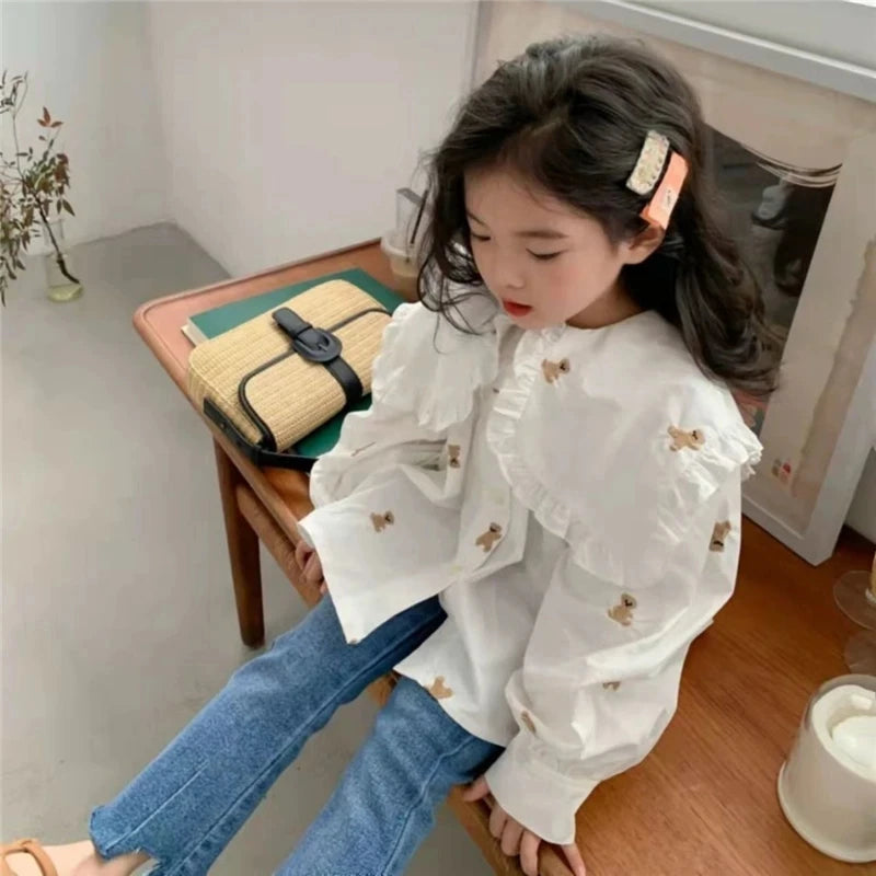 Autumn Girls Casual Denim Flared Pants Children's High Elasticity Fashion Outer Wearing Trousers Baby Girl Versatile Slim Jeans