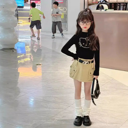 Autumn Winter Girls Denim Skirt Fashion Casual Pockets Cargo Skirt for Children Teen School Kids A-line Short Skirt 10 12 Years