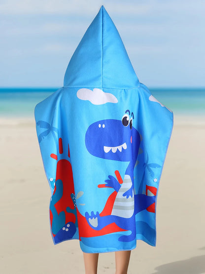 Boys and children's hooded shawl towel, children's beach swimsuit, shawl towel, robe, hooded shawl towel, animated dinosaur