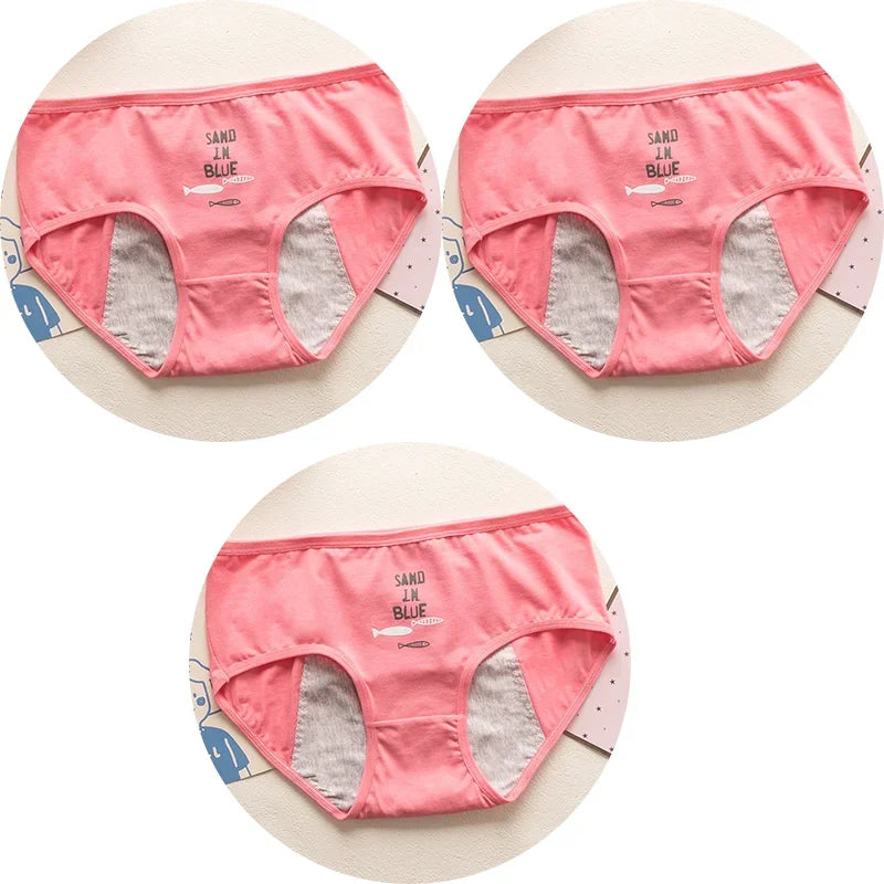 3pcs Cute Cartoon Girls Menstrual  Panties For Teenager Leakproof Physiological Period Underwear Children Panties for periods