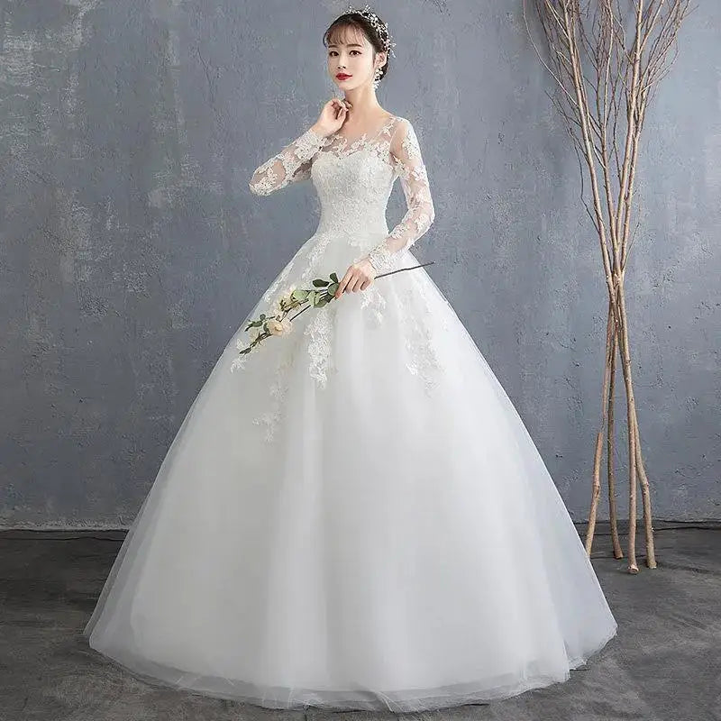 Wedding dress for women New Bride Long Sleeves Princess wedding dresses vestido novia lace up plus size ball gowns