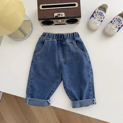 0-5 Years Autumn Kids Jeans Casual Solid Baby Boys Denim Pants Soft Girls Fashion Trousers