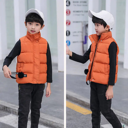 Children's vests are thickened in winter, and down and cotton vests for middle and large children in autumn and winter, boys, ho