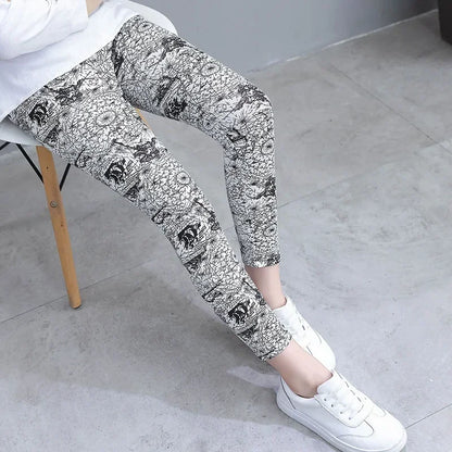 Baby Girls Leggings Kids Pencil Pants Casual Floral Trousers Slim Leggings Teens Nine Point Pant 2025 Spring Children's Clothing