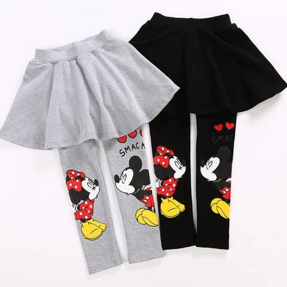 Spring Autumn Children Clothing Pants New Girls Cartoon Print Mickey mouse Minnie Stretch Skirt Pant Kids Leggings Long Trousers