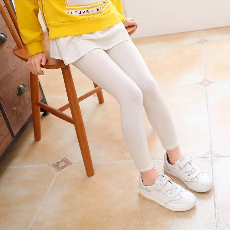 Summer New Girls Leggings Kids Modal Pants Teen Student Fashion Solid Soft Wild Tight For 3-12 Years Children Casual Trousers