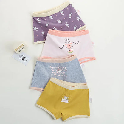 Girls Panties Kids Cotton Underwear Children's Briefs Cherry Cartoon Short 4Pcs/lot