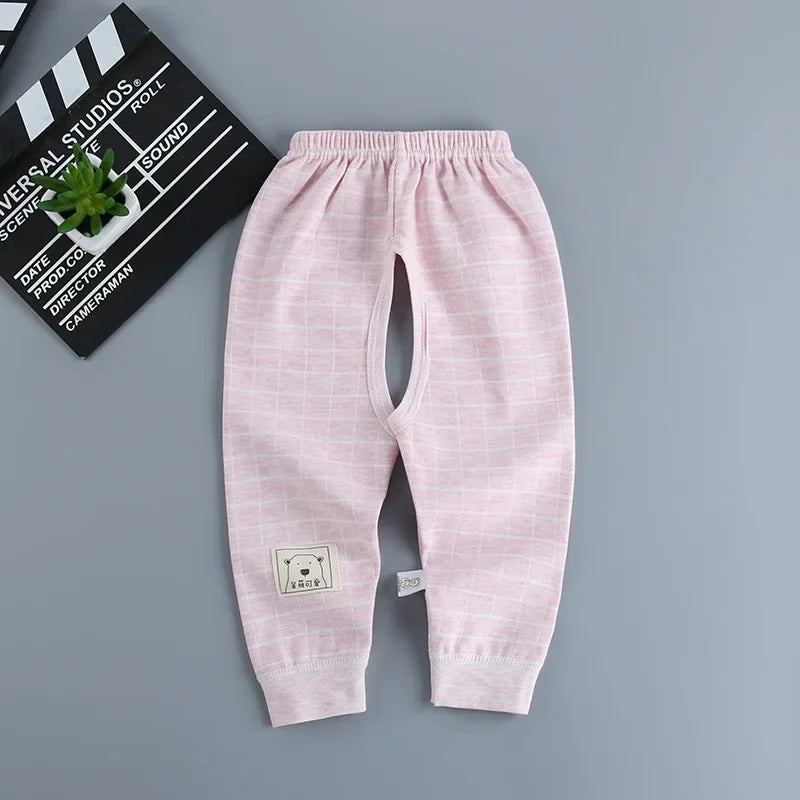 Newborn Baby Pants with Open Crotch Cotton Spring Autumn Trouser Boys Children Leggings Cute Girls Pajamas Toddler Clothes 0-24M