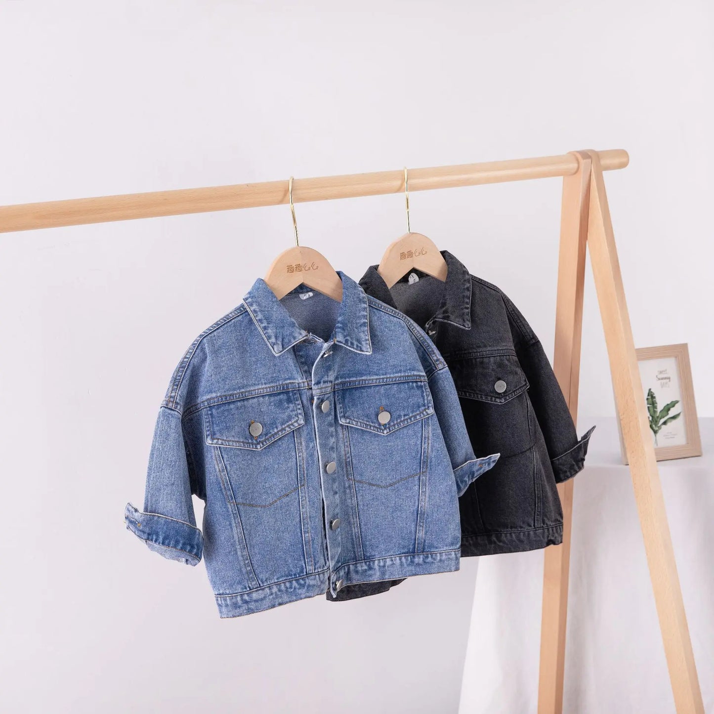 Spring Fall Boys and girls Casual All-match Denim Jackets 2-6 Years Kids Turn-down Collar Long Sleeve Coat Children Loose Tops