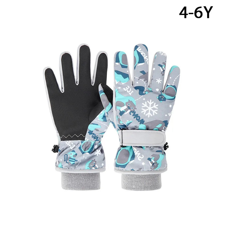 High Quality Children Kids Ski Gloves Winter Snowboard Snow Warm Glove Boys Girl Waterproof Thicken Mittens Keep Finger Warm