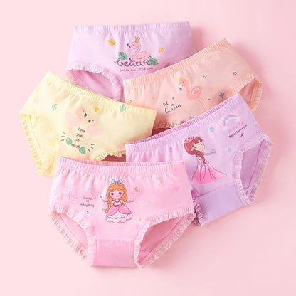 Girls Briefs Fine Cotton Underwear Cute Designs Printing Panties Kids Breathable Soft Healthy Underpants Girls Boxer 4pcs/Lot