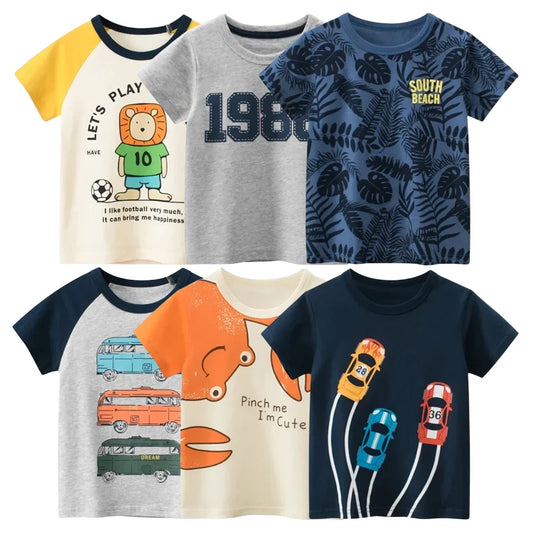 2024 Summer New Children's Clothing Leaf Letter Print Kids Clothes Boys Short Sleeve T-shirt Cotton Tops Tee Shirts Dropshipping