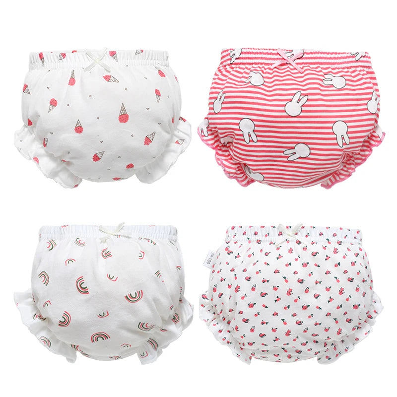 3 Piece/Lot Baby 100%Cotton Panties Kids Girl Infant Newborn Fashion Solid Bow Striped Dots Underpants For Children Soft Briefs