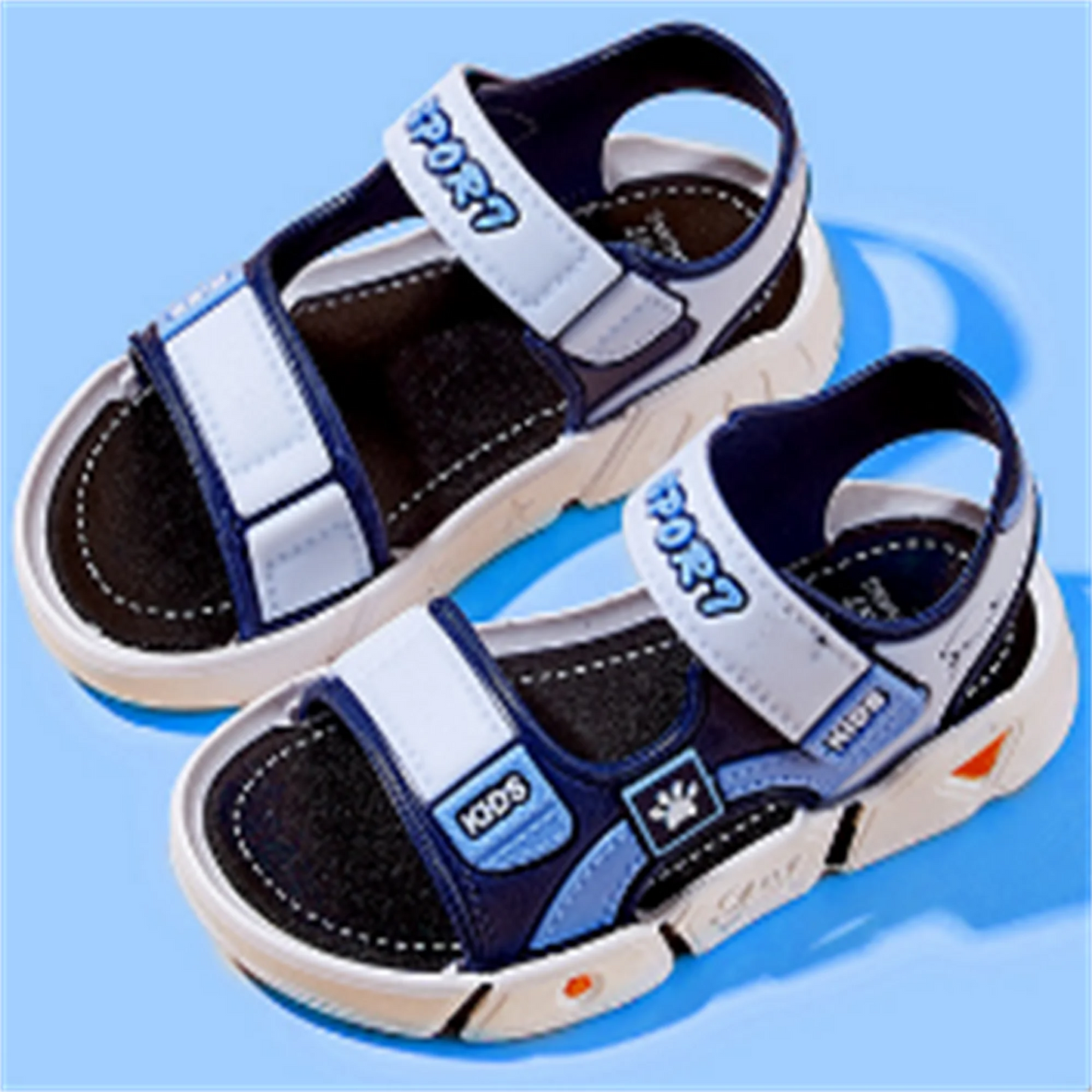 Boys and girls' beach style simple and cool boys' style sandals, students' breathable beach men's sandals, white soles, shoes wi