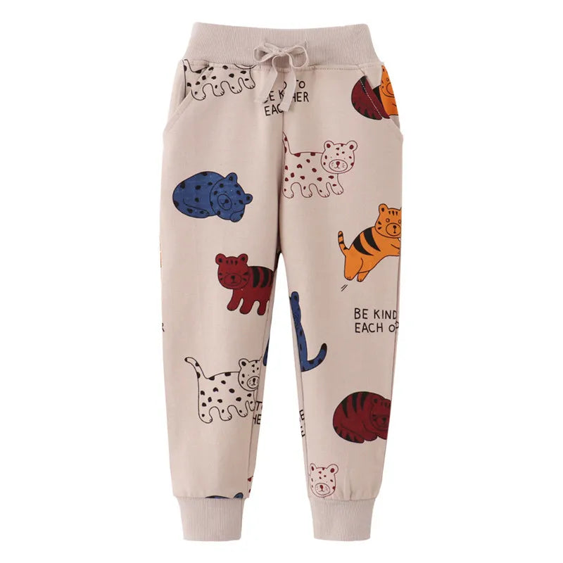 Jumping Meters Autumn Spring Children's Sweatpants For Boys Girls Animals Print Hot Selling Baby Trousers Drawstring Kids Pants