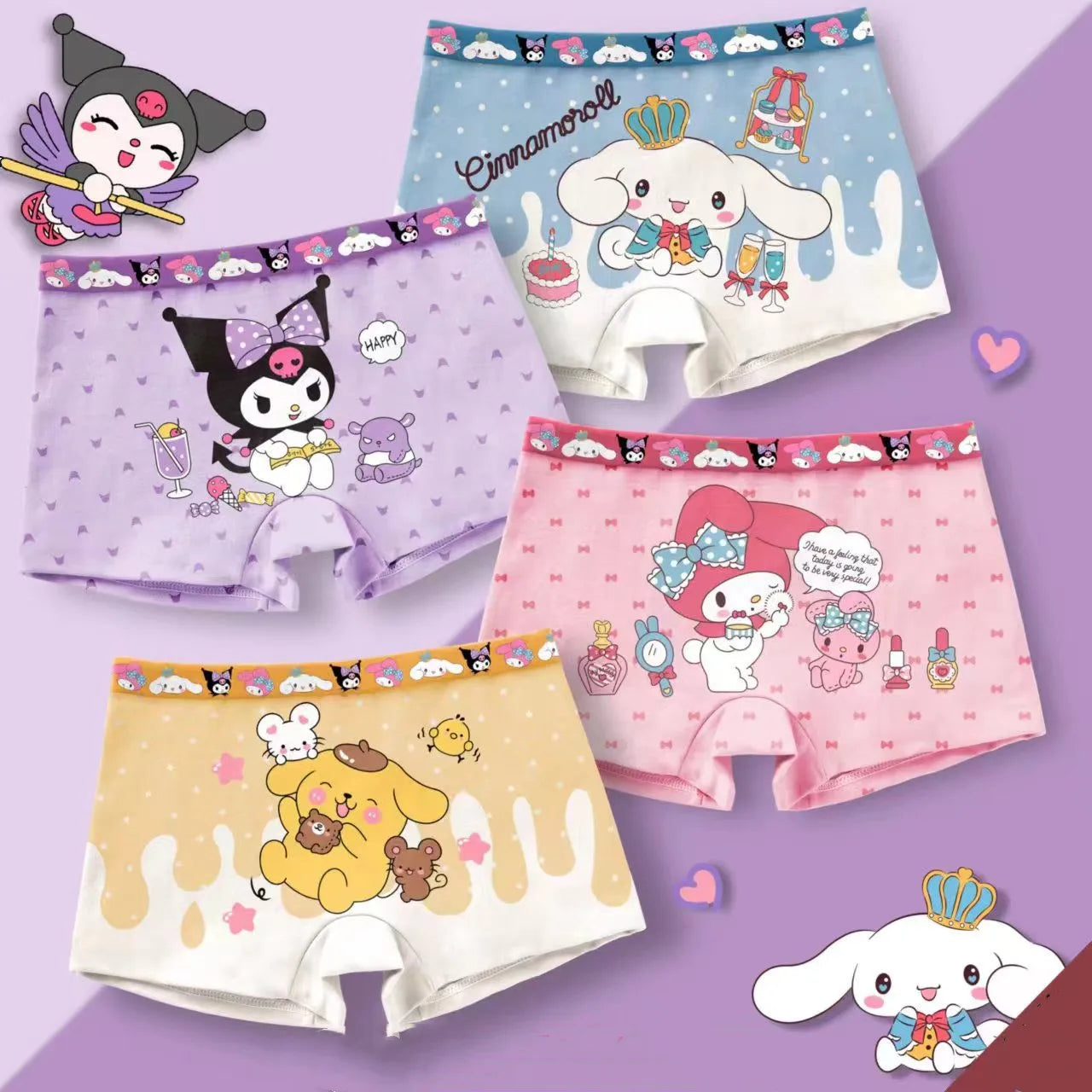 4-Pack Children's Pure Cotton Underwear Boys And Girls Princess Cartoon Underwear