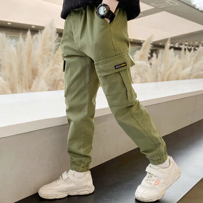 2024 New Spring Autumn Boys Pants Casual Long Style Trousers For Kids 3- 12 Years Old Teenage Children Sport Outdoor Pants