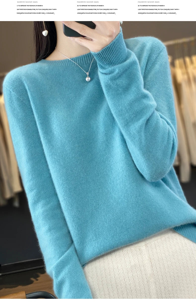 New cashmere sweater women's sweater in autumn and winter 100% merino wool fashion O-neck autumn warm pullover top