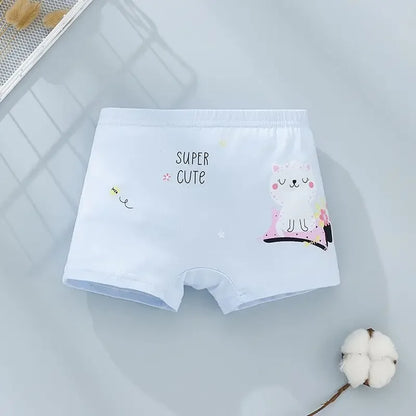 4Pcs/Lot Random Color Girls Cartoon Underwear Children Cotton Panties Kids Soft Boyshorts Size 2T-12T