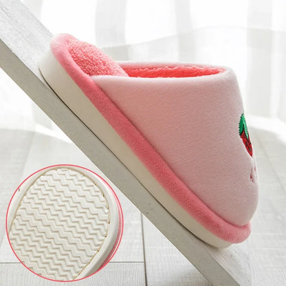 Kids Winter Warm Slippers Thick Cotton Chidlren Boys Girls Non-slip Slippers Home Hotel Casual Fruits Pattern Slippers Shoes