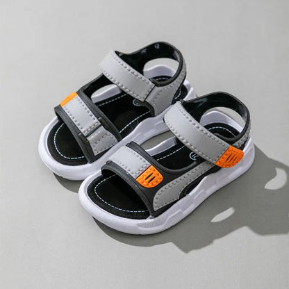 2023 Children's Summer Boys Leather Sandals Baby Shoes Kids Flat Child Beach Shoes Sports Soft Non-slip Casual Toddler Sandals