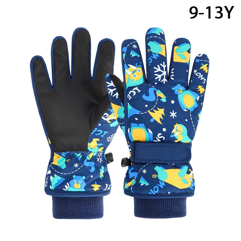 High Quality Children Kids Ski Gloves Winter Snowboard Snow Warm Glove Boys Girl Waterproof Thicken Mittens Keep Finger Warm