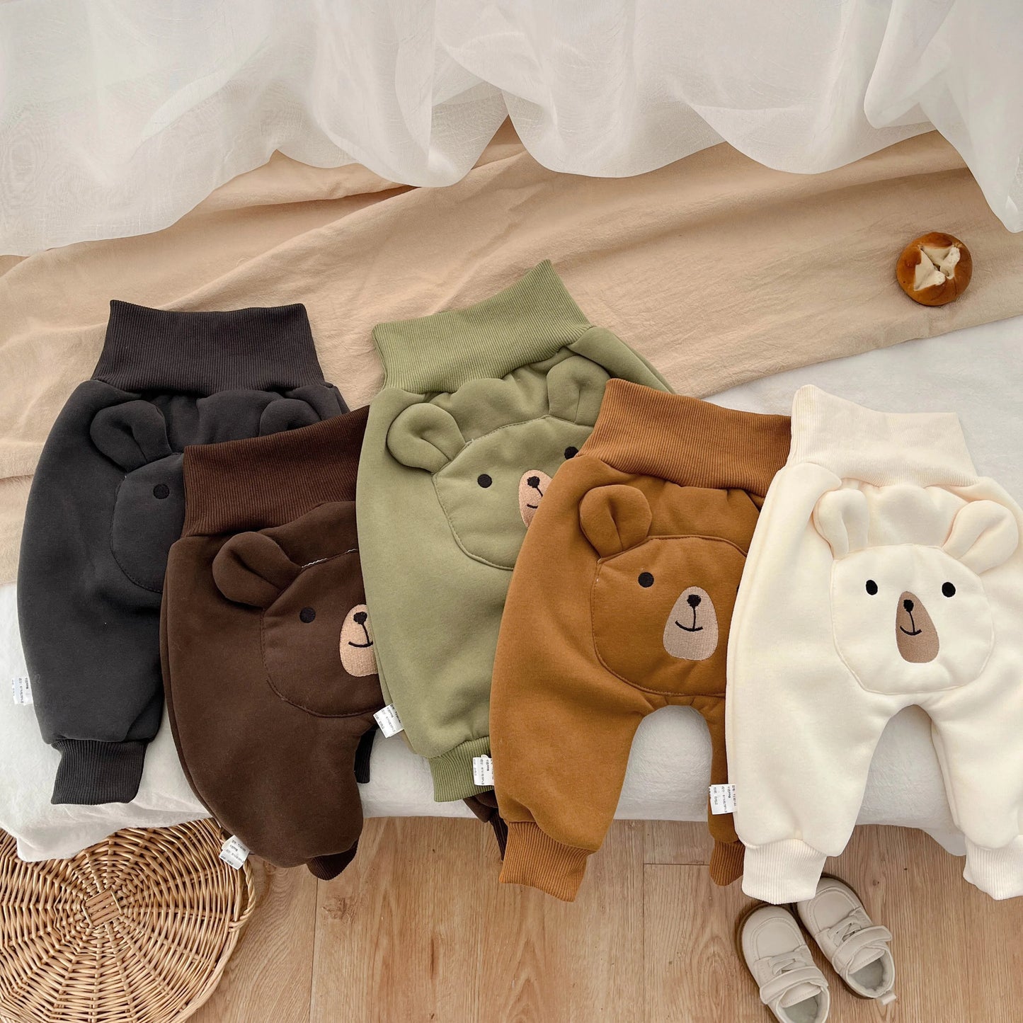 Winter And Autumn Newborn Baby Girls And Boys Trousers Cotton Cute Cartoon Elastic Waist Korean Fashion Thickened Soft Casual