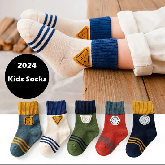 Baby Socks 5 Pairs/lot Autumn Cotton Socks Girls Boys 1-14T  Kids Cartoon Bear Pattern