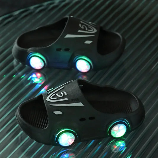 Summer Child shoes LED Lights slippers Boy Girl Luminous Sandals Baby Indoor Soft Bottom Slippers Kid Home Parent-child Sandals