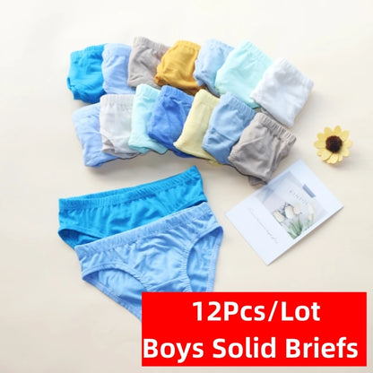 12pcs/Lot Pure Color Boys girls Panties Cotton Underwear Shorts Kids Briefs Clothes Children Pants