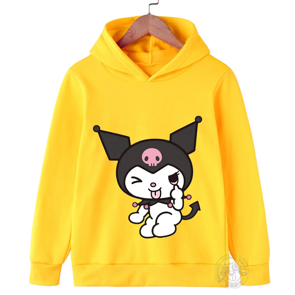 Kawaii Kuromi Hoodie For Girls Long Sleeve Sweatshirts Children Spring Autumn Sanrio Cartoon Kids Casual Hooded Pullover Tops