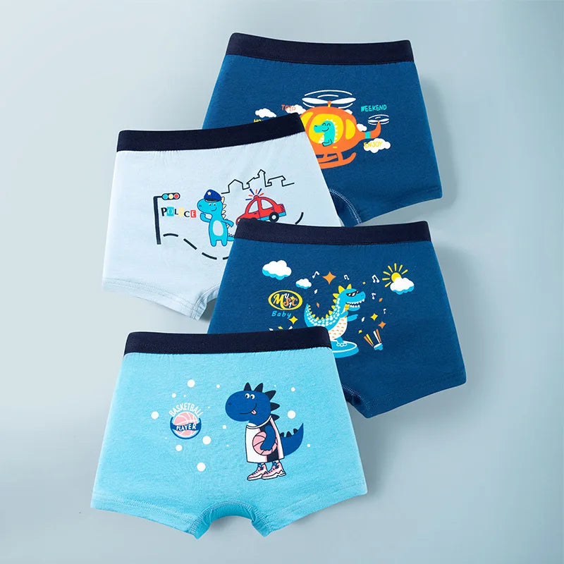 4 Pcs/Lot Children Underwear Cotton Boys Boxers Briefs 3-14 Years Old Kids Underpants Teens Knickers Breathable Boy Boxer Shorts