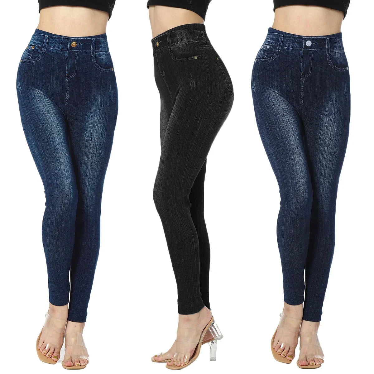 Femme Pantalon Seamless Leggings Women Print Jeggings Cotton 2022 Sexy Girl Knitted High Waist Faux Jeans Denim Fitness Leggings