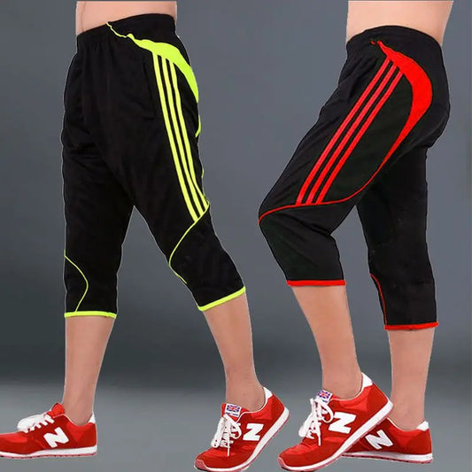 Summer Men Thin Striped Sweatpants Basketball Football Training Joggers Gym Outdoor Hiking Cycling Sports Quick Dry Capris Pants