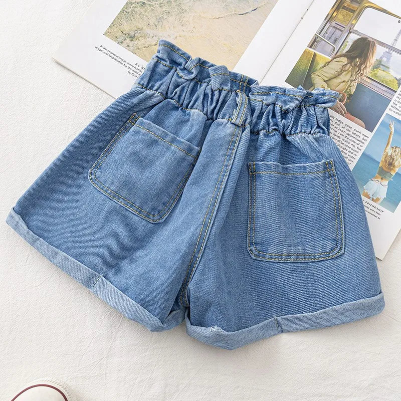 2023 New Girls' Summer Fashion Denim Shorts For Girls Children Clothing Korean Fashion Versatile Jeans With Pockets 2-8 Years