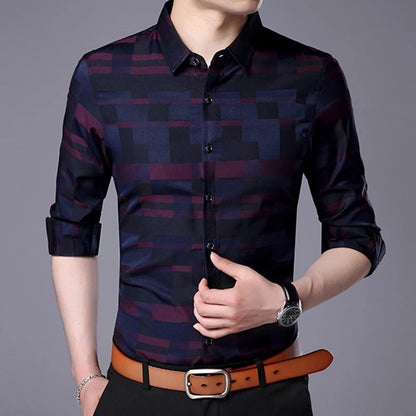 Men's Casual Business Long Sleeve Shirt Formal Office Men Tshirt