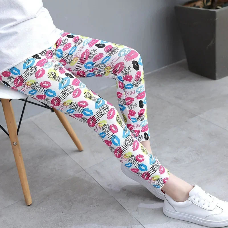 Baby Girls Leggings Kids Pencil Pants Casual Floral Trousers Slim Leggings Teens Nine Point Pant 2025 Spring Children's Clothing