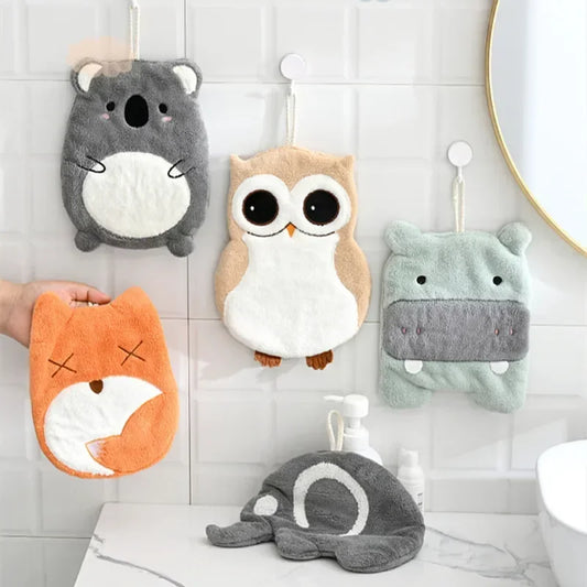 Cute Cartoon Animals Children's Hand Towel Quick Drying Microfiber Towels Elephant Hippo Style Kitchen Dishes Cloth Dishcloth