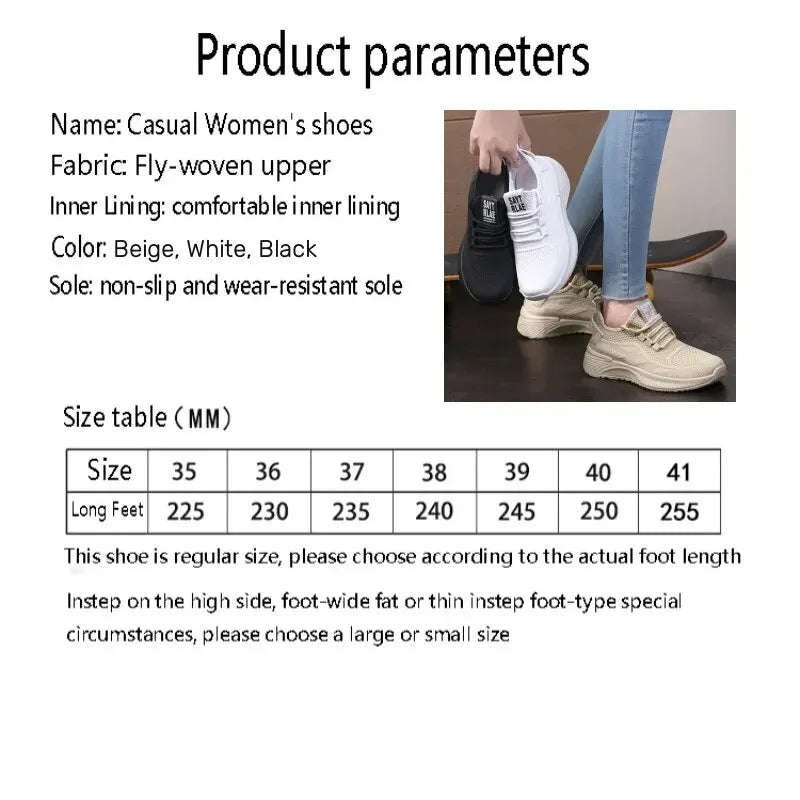 Summer Sports Women's Flying Weaving Versatile Breathable Lightweight Anti Slip Soft Sole Casual Shoes