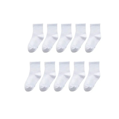 10pairls/Lot Children White Black Pure Socks for Girls Kids School Socks Soft Breathable Warm Cotton Socks