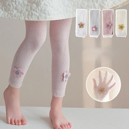 Girls Leggings Kids Pants 1 To 8 Yrs 2024 Summer Children's Clothing Pencil Pant Cartoon Flower Trousers Korean Style