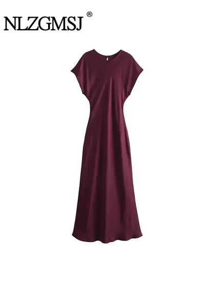 TRAF 2024 Midi Satin Dress Woman Long Dresses For Women Chic And Elegant Evening Dresses Female Party Dress