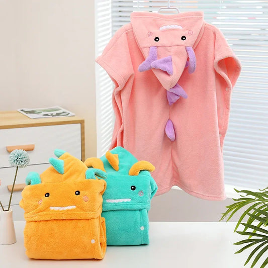 Baby Kids Pajamas Hooded Cartoon Dinosaur Children Bathrobes Beach Towel Bathrobe Soft Bath Robe Toddler Bathrobe Hooded Cape