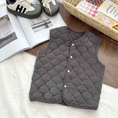 New Autumn Winter Uniform Warm Boys Girls Thickened Medium Large Children Warm Inner Baby Wear Single Top Stylish Vest