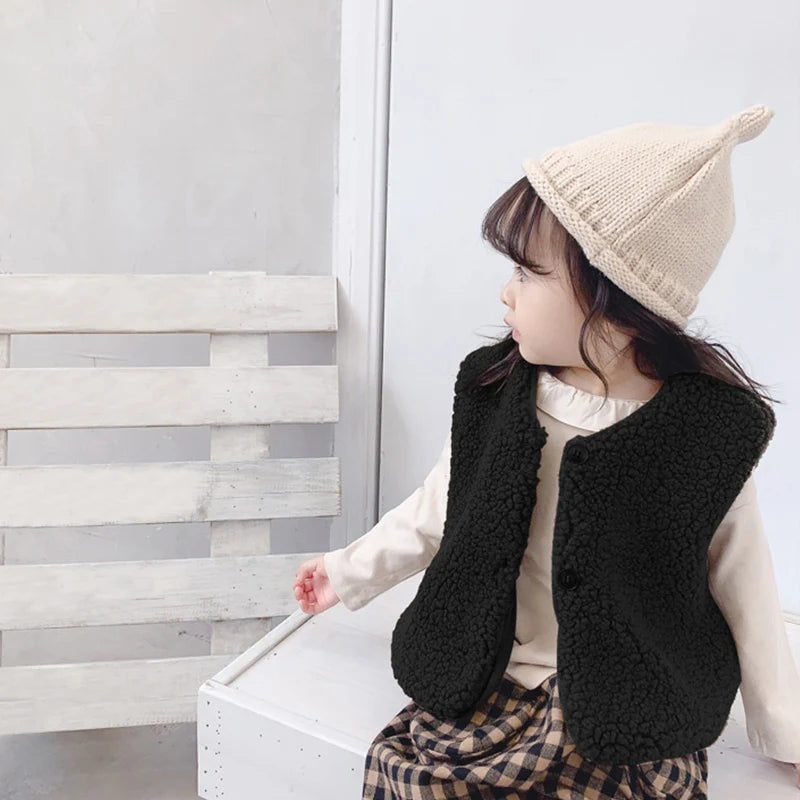 Girl'S Lamb Wool Vest Spring Autumn New Korean Version Thickened Warm Vest Men And Women Universal Fashion Children'S Clothing