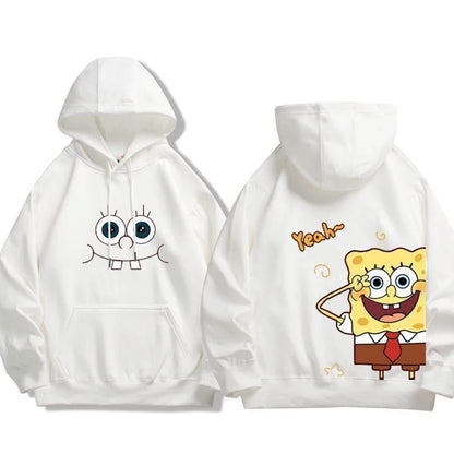 Animation Spongebob Squarepants Cartoon Polyester Sweater for Autumn and Winter Thin or Fleeced Long-Sleeved Hooded Sweatshirt