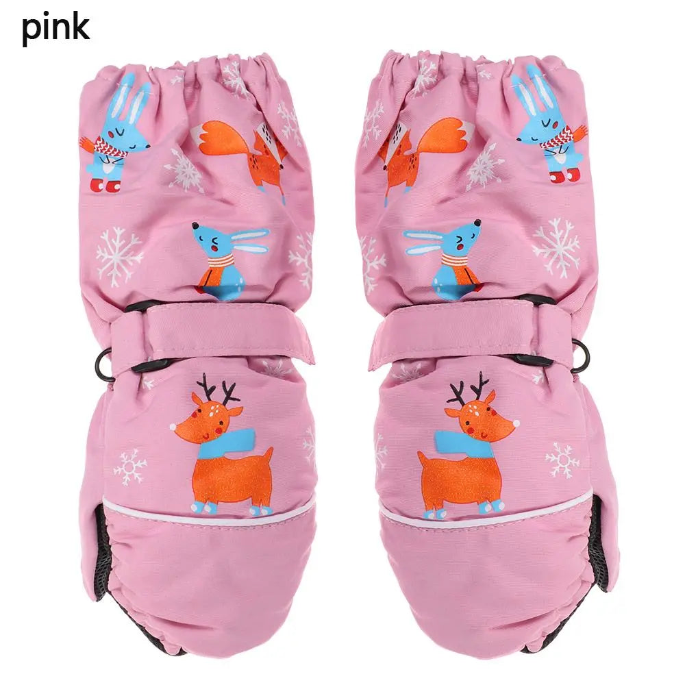 Children Winter Rabbit Gloves Baby Girls Waterproof Windproof Snow Gloves Kids Boy Thick Warm Ski Mitten For 2-6 Years Old